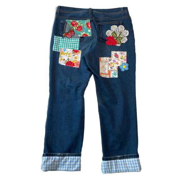 REFRESHED - Style & Co Straight Leg Denim Jeans, Distressed and Patched - Picture 3 of 6